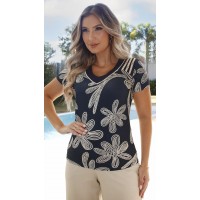 034354 - Blusa Manga Curta Ramany Estampada